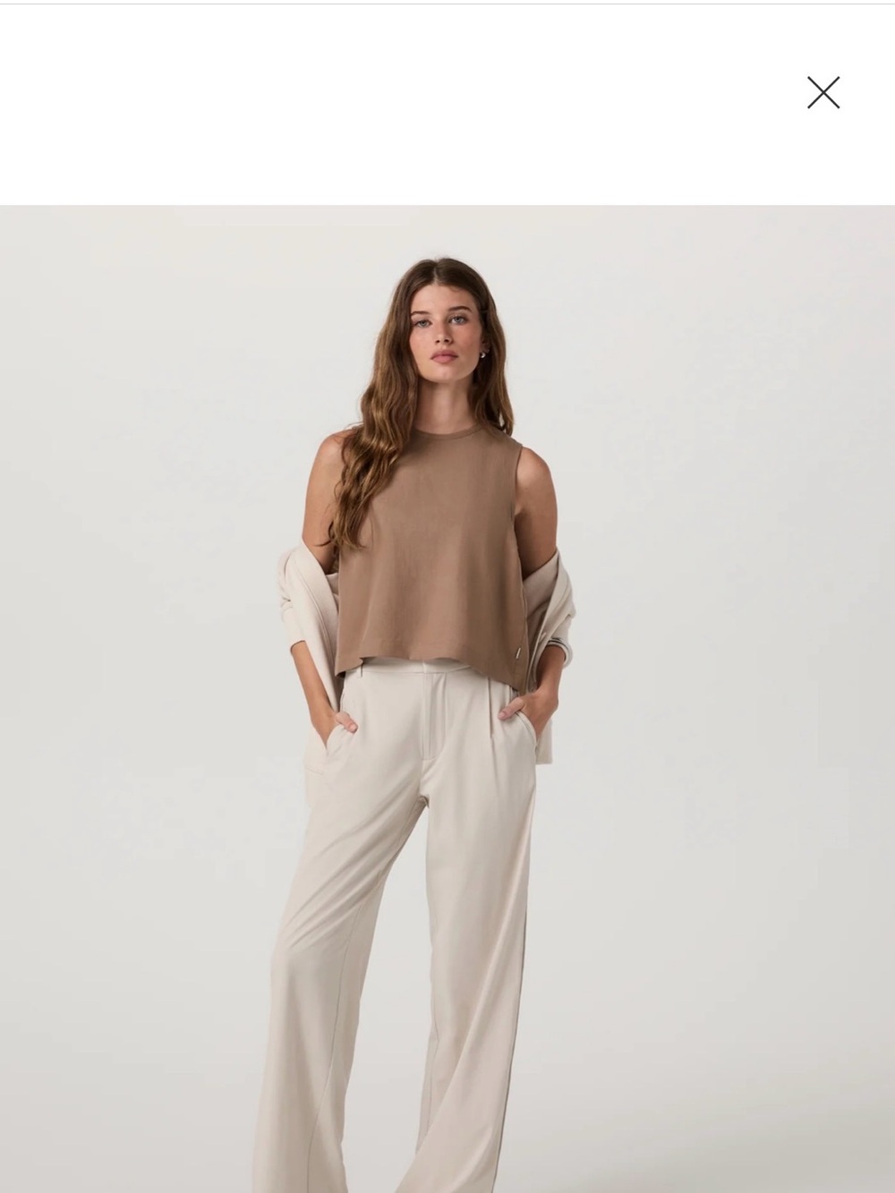 Vuori Trestles Twill Crop Tank Nutmeg S